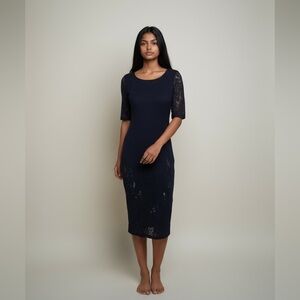 FUZZI Black Stretchy Lace Midi Dress, Size S.
NWT